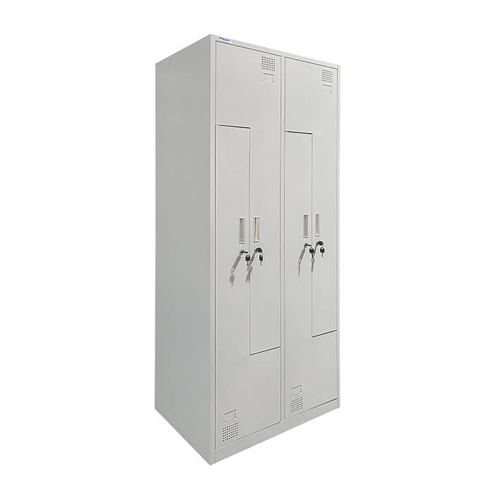 Metalinė persirengimo spintelė keturvietė, dviejų lygių, L formos Rehalt Systems 1800 x 800 x 500 2