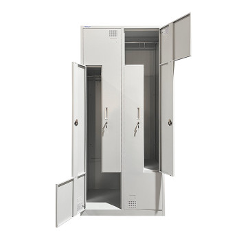 Metalinė persirengimo spintelė keturvietė, dviejų lygių, L formos Rehalt Systems 1940 x 800 x 500 su reguliuojamomis kojelėmis 4 Metalinė persirengimo spintelė keturvietė, dviejų lygių, L formos Rehalt Systems 1940 x 800 x 500 su reguliuojamomis kojelėmis 4