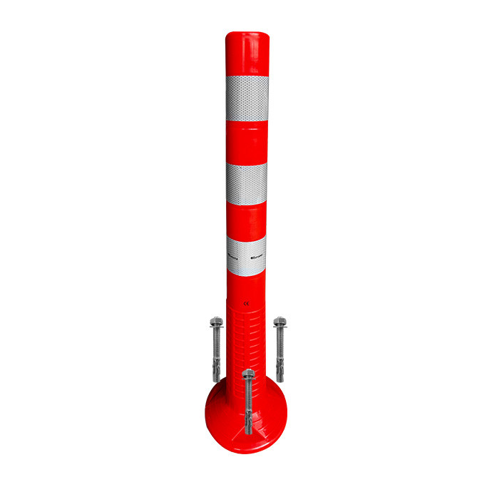 Lankstus įspėjamasis signalinis kelio stulpelis Eurostal 750 mm raudonas su inkariniais varžtais (ankeriais)