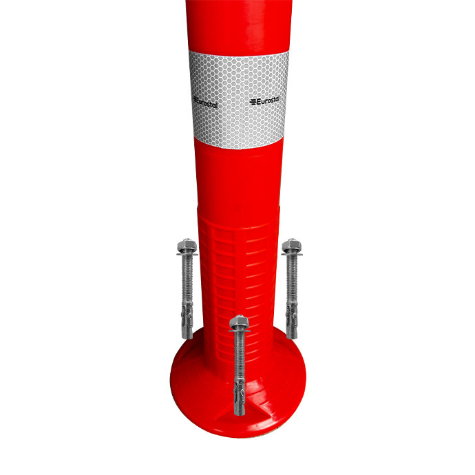 Lankstus įspėjamasis signalinis kelio stulpelis Eurostal 750 mm raudonas su inkariniais varžtais (ankeriais)