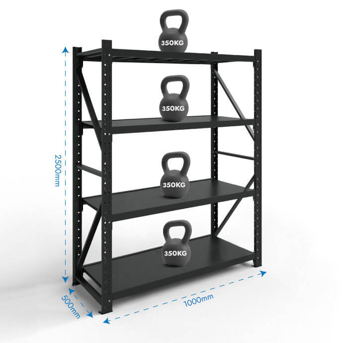 Metāla plaukti 2500x1000x500 ar 4 plauktu