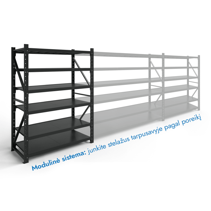 Stelažas 2000x1200x400 šešių lentynų Rehalt Systems bazinė dalis 3
